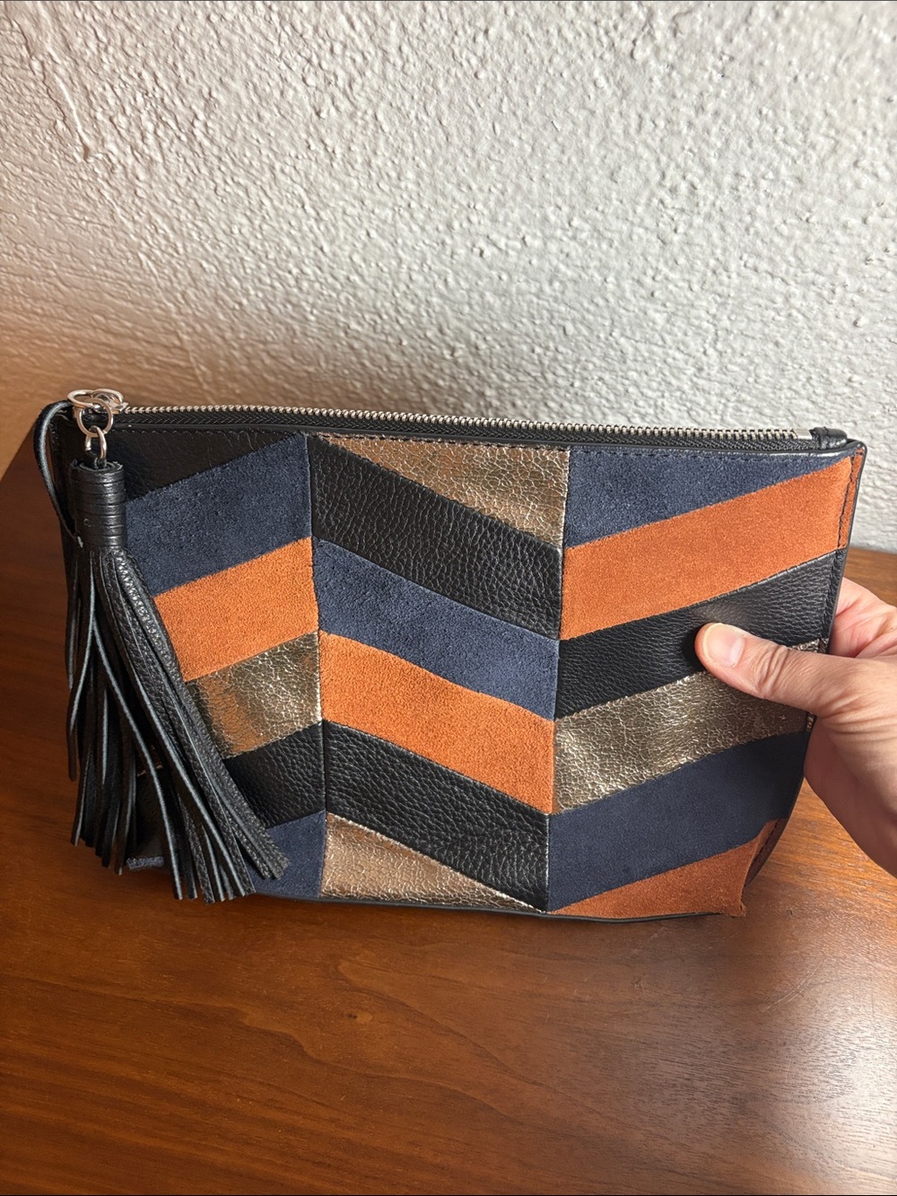 Sam Edelman Walker Suede Leather Patchwork Pouch - Picture 8 of 8